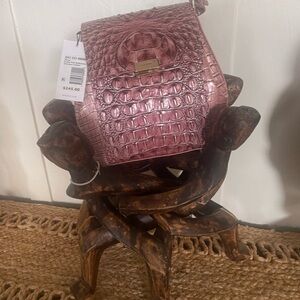Brahmin Pink Embossed Crossbody Bag